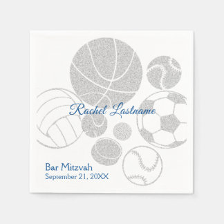 Servilleta De Papel Todos los deportes Mitzvah Silver