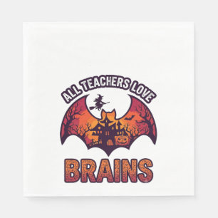 Servilleta De Papel Todos los maestros aman cerebros Halloween Murciél
