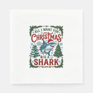Servilleta De Papel Todos Quieren Tiburones De Navidad Pinos