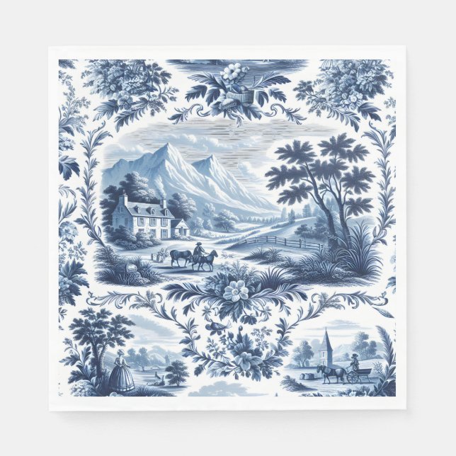Servilleta De Papel Toile azul del país francés (Anverso)