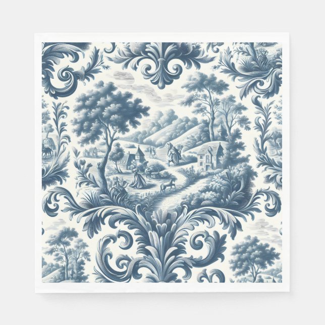 Servilleta De Papel Toile azul del país francés (Anverso)