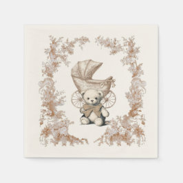 Servilleta De Papel Toile Brown Teddy Bear Carrier Baby Shower