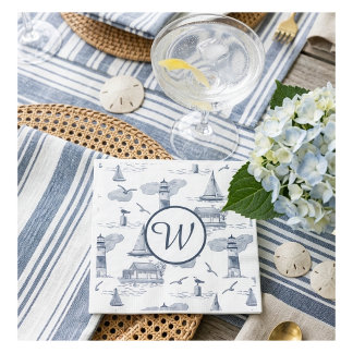Servilleta De Papel Toile Costero Personalizado | Preppy Náutico 