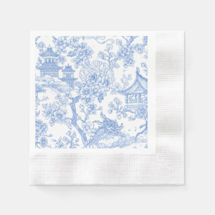 Servilleta De Papel Toile de Chinoiserie Azul Dragón Flor de Cerezo
