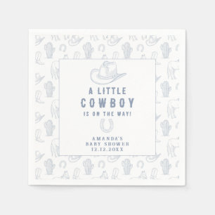 Servilleta De Papel Toile de Jouy Azul Vaquero Baby Shower Western