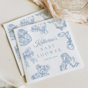 Servilleta De Papel Toile de Jouy Blue Boy Baby Shower