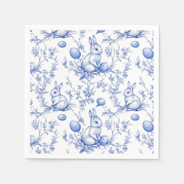 Servilleta De Papel Toile De Jouy Blue Easter Bunny (Anverso)
