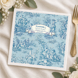 Servilleta De Papel Toile de Jouy floral azul turquesa vintage