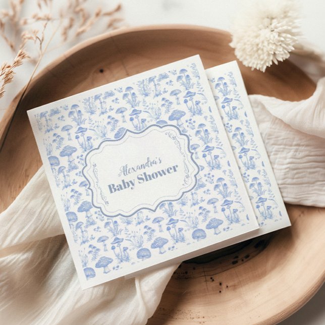 Servilleta De Papel Toile De Jouy Mushrooms Woodland Baby Shower (Subido por el creador)