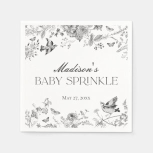 Servilleta De Papel Toile De Jouy Negro Floral Vintage Baby Sprinkle