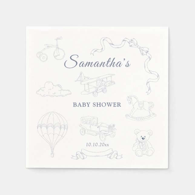 Servilleta De Papel Toile de Jouy Nursery Baby Shower (Anverso)