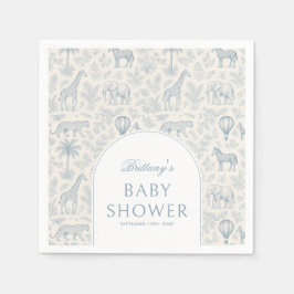 Servilleta De Papel Toile De Jouy Safari Animales Blue Boy Baby Shower
