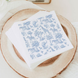 Servilleta De Papel Toile de Jouy Safari azul Ducha bebé
