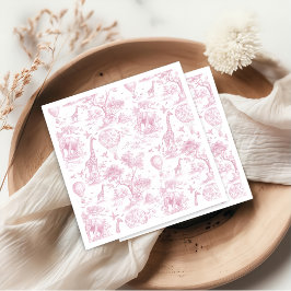 Servilleta De Papel Toile de Jouy Safari Napkins rosa Baby Shower