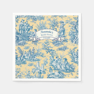 Servilleta De Papel Toile de Jouy vintage floral amarillo turquesa