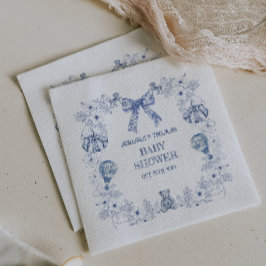 Servilleta De Papel Toile Dusty azul Retro Bear juguetes Baby Shower