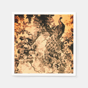 Servilleta De Papel toile floral elegante de pavo real victoriano melo