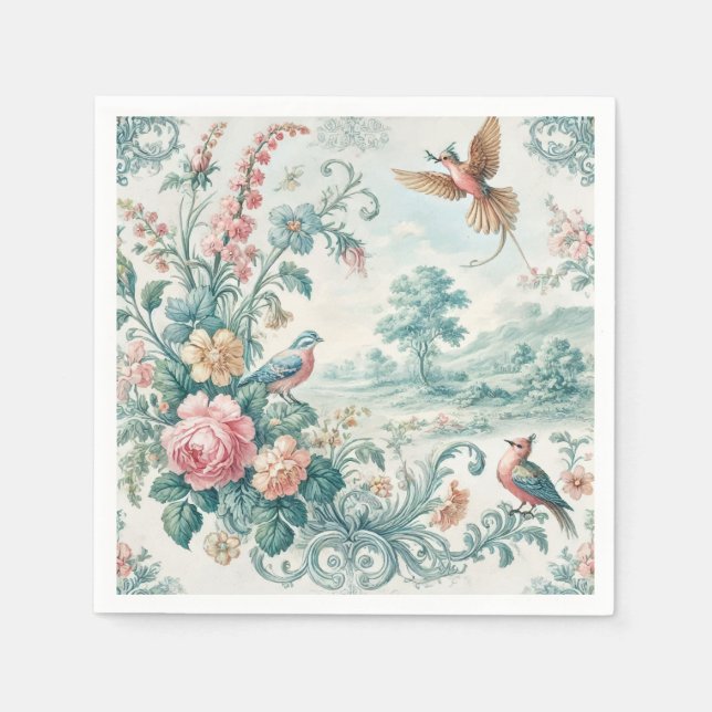 Servilleta De Papel Toile floral vintage Napkins (Anverso)