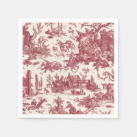 Toile Francés Rústico Vintage-Rojo y Beige