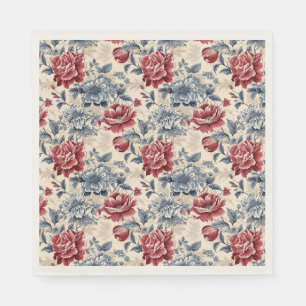 Servilleta De Papel Toile francés y rosas azules y rojas de Toile de J