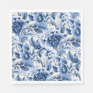Servilleta De Papel Toile francesa y toile de Jouy. Azul.