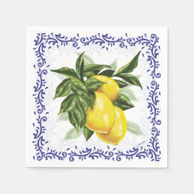 Servilleta De Papel Toile Lemons Cocktail Napkins (Anverso)