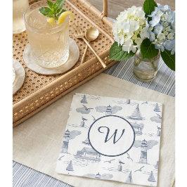 Servilleta De Papel Toile Monograma Costero | Preppy Náutico 
