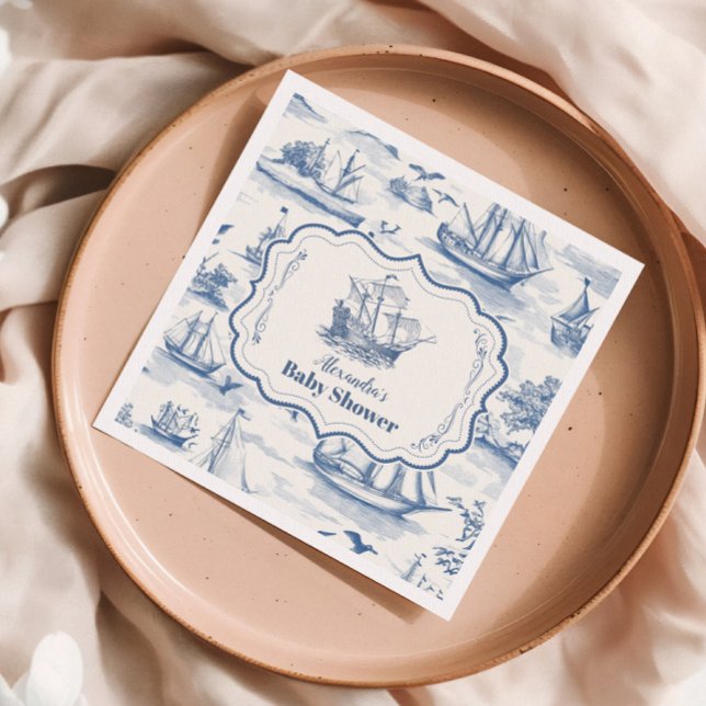 Servilleta De Papel Toile Nautical Baby Shower (Subido por el creador)