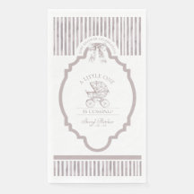Toile Neutral De Jouy Baby Shower Napkin