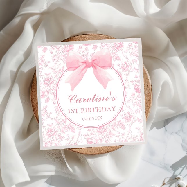 Servilleta De Papel Toile Pink Bow Floral Chinoiserie Napkins Cumpleañ (Subido por el creador)