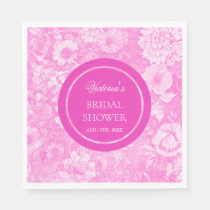 Servilleta De Papel Toile Pink Floral Elegante Ducha Bridal