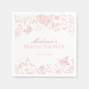 Servilleta De Papel Toile Rosa De Jouy Vintage Floral Bridal Shower