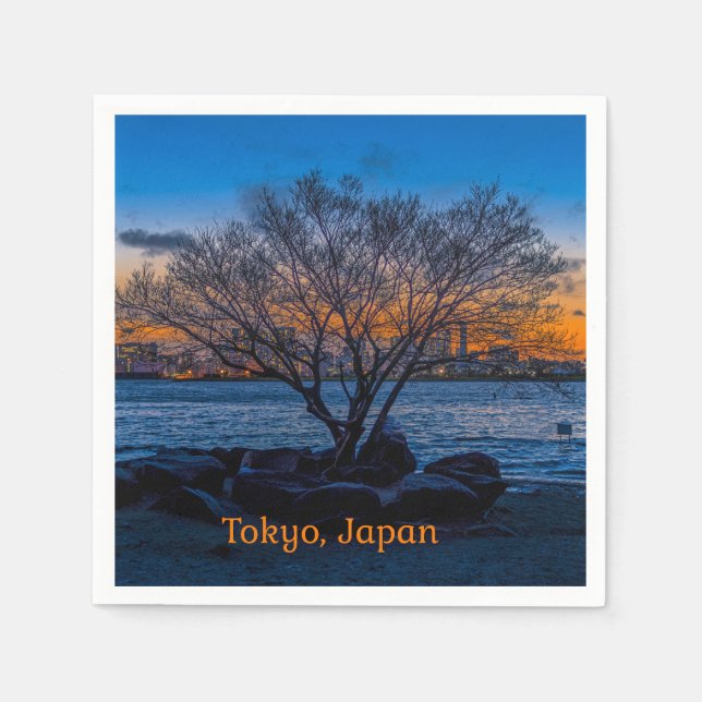 Servilleta De Papel Tokyo Sunset, fotografía artística, (Anverso)