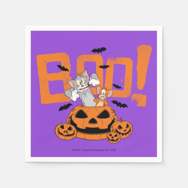 Servilleta De Papel Tom y Jerry | Feliz Boo de Halloween (Anverso)