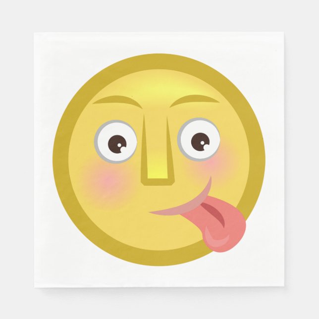 Servilleta De Papel Tongue Out Emoji Funny Goofy Face (Anverso)