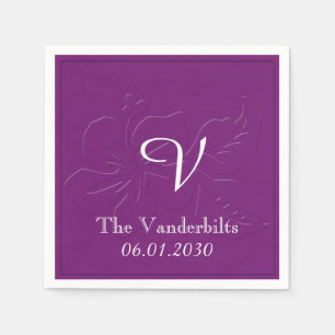 Servilleta De Papel Tono de berenjena en monograma de tono