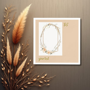 Servilleta De Papel tono de melocotón suave monograma floral mínimo rú