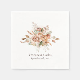 Servilleta De Papel Tono Terroso Rústico Claro Floral Boda Bohemia Cen