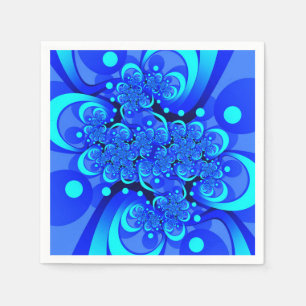 Servilleta De Papel Tonos de azul Arte fractal abstracto moderno
