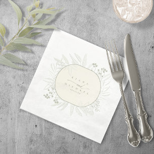 Servilleta De Papel Tonos de color Eucalyptus Wreath Marfil/White ID90