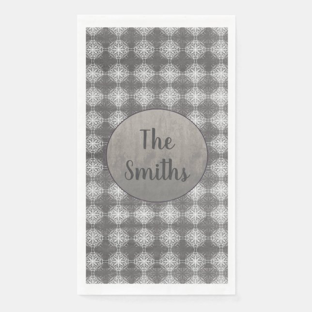 Servilleta De Papel Tonos de encaje gris y blanco (Anverso)