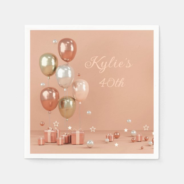 Servilleta De Papel Tonos de globos rosados 40 (Anverso)