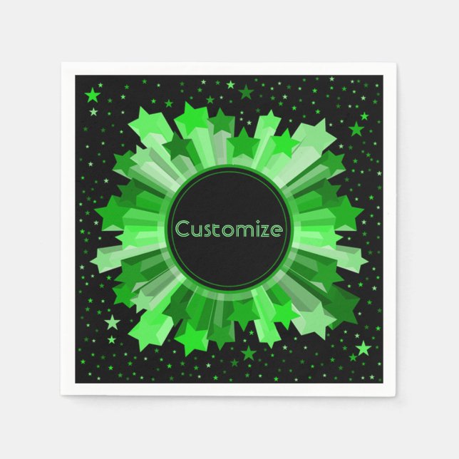 Servilleta De Papel Tonos De Las Napallas De Fiesta De Starburst Verde (Anverso)