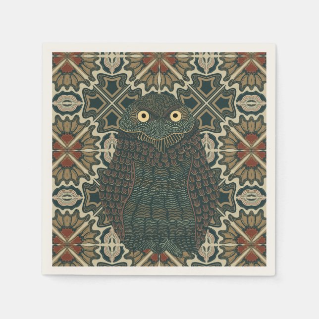 Servilleta De Papel Tonos de tierra dorados marrones adornados (Anverso)