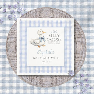 Servilleta De Papel Tonto Patoño Azul Baby Shower de Gingham