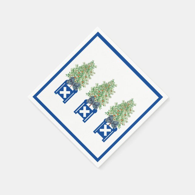 Servilleta De Papel Topiaria de naranjo Chinoisería azul (Borde)