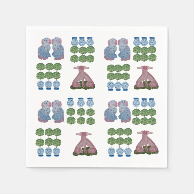 Servilleta De Papel Topiary Staffordshire Dogs Ginger Jar (Anverso)