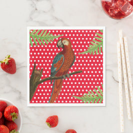 Servilleta De Papel Toque de polka rojo, loro y servilletas de papel d