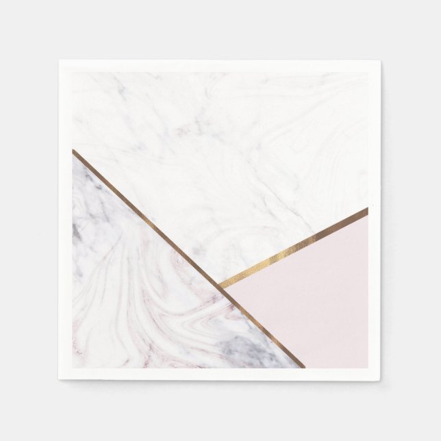 Servilleta De Papel Toque de Rosa Fiesta de la Moda de la marble blanc (Anverso)