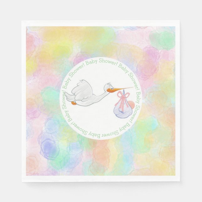 Servilleta De Papel Tormenta de acuarelas Pastel con Baby Shower de pa (Anverso)
